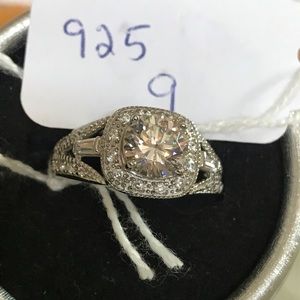 White sapphire sterling silver ring